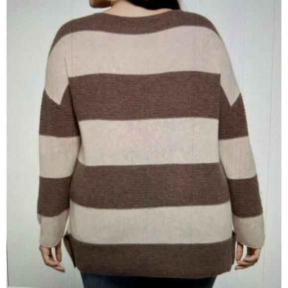 NWT Lusso The Label 100% Cashmere Striped Sweater Size 2X - Picture 2 of 2